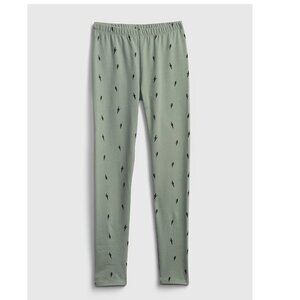 NEW Gap Kids Elastic Waist Pull On Full Length Olive Lightning Bolt Legging Pant